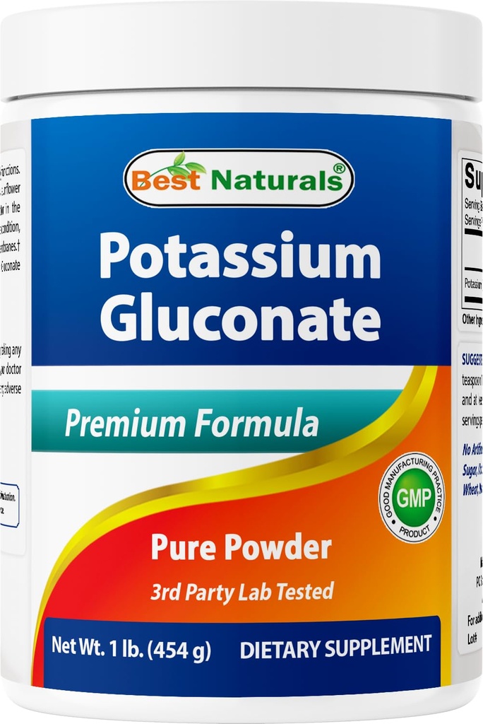 Melhor Naturals Gluconato de potássio 1 lb de pó (1 LB (Pacote de 1))