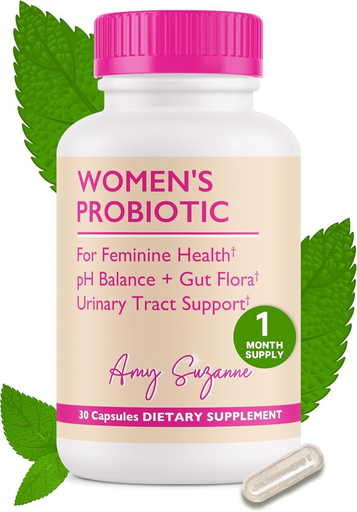 Probióticos para Mulheres - 10 Bilhões UFC Probiótico para pH Balanceamento e Saúde do Trato Urinário - Suportes Levedura, Odor vaginal, Gut Flora & Saúde Feminina - 30 Cápsulas