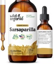 Wild & Organic Sarsaparilla raiz gotas - Detox Cleanse gotas - Sarsaparilla pó baseado tintura - Vegan, Açúcar & Suplemento líquido sem álcool - 2 fl oz