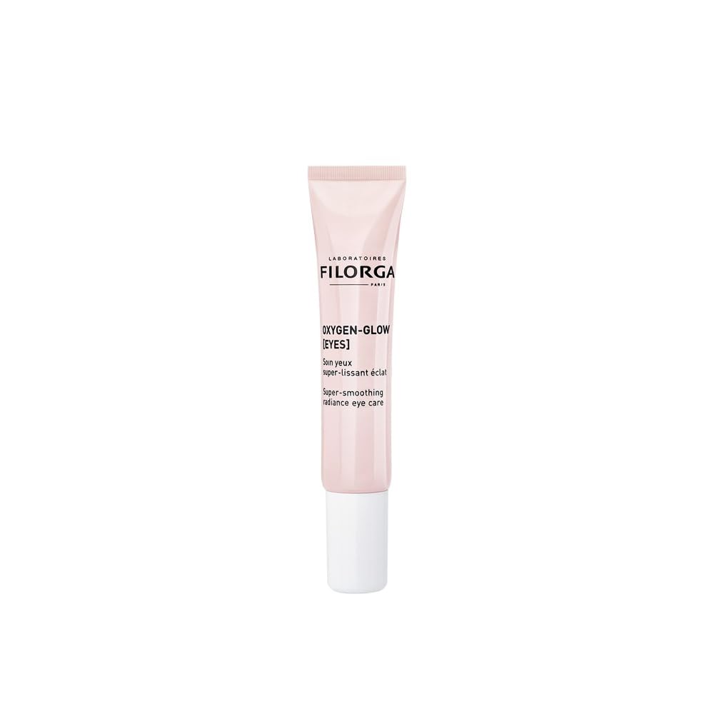 Filorga Oxygen-Glow Super Smoothing Eye Cream, combina ácido hialurônico e enzimas para tratamento diário rápido de olhos cansados, Puffiness, e círculos escuros, 0,5 Fl Oz (Pacote de 1)