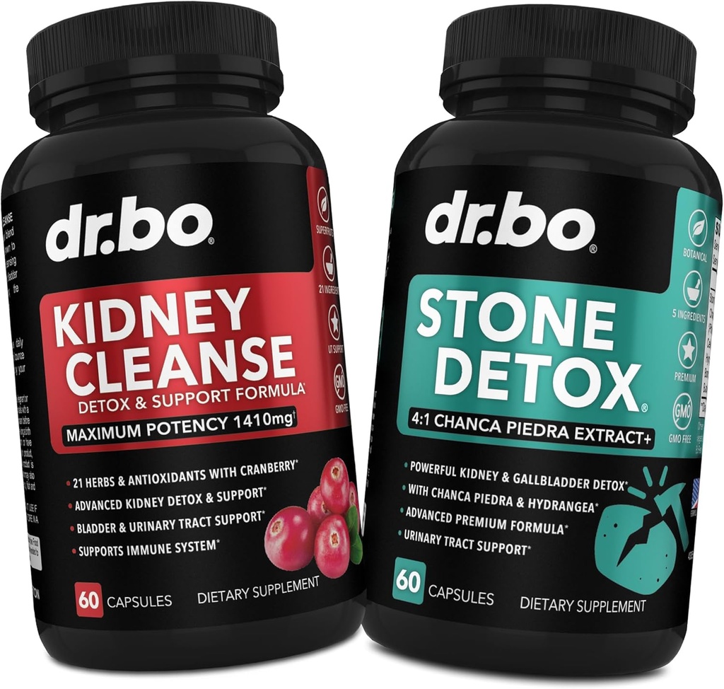 Rim Cleanse & Stone Detox suplemento de suporte - Natural Cranberry, Juniper Berries, Buchu, Uva Ursi Extract, Stone Breaker Chanca Piedra - Suporte Rimes vesícula biliar, bexiga e trato urinário Saúde