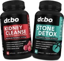 Rim Cleanse & Stone Detox suplemento de suporte - Natural Cranberry, Juniper Berries, Buchu, Uva Ursi Extract, Stone Breaker Chanca Piedra - Suporte Rimes vesícula biliar, bexiga e trato urinário Saúde