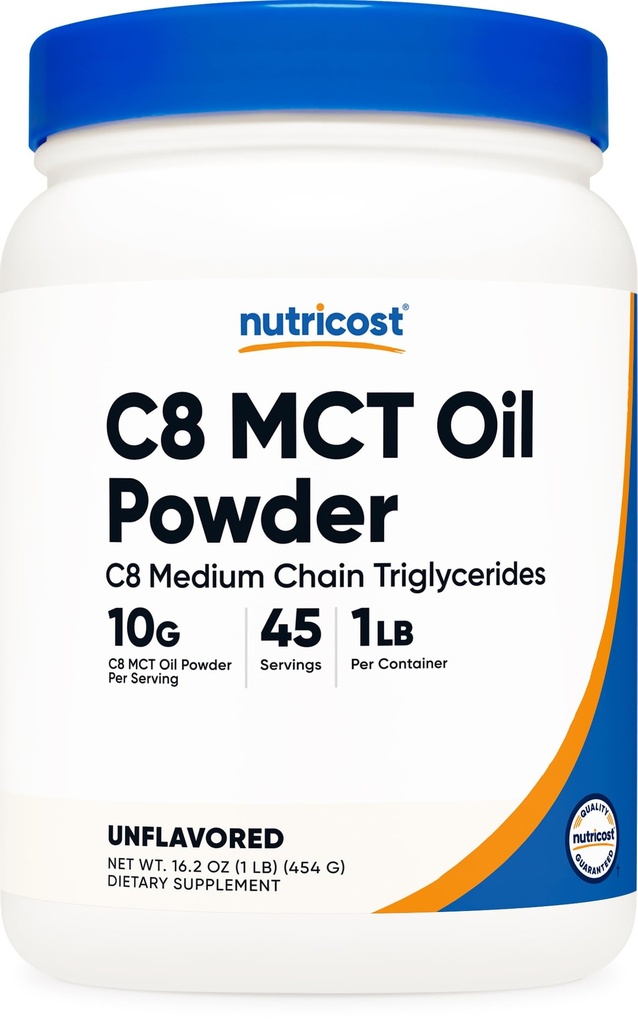 Nutricost C8 MCT Oil Powder 1LB (16,2 onças) - 95% C8 MCT Oil Powder