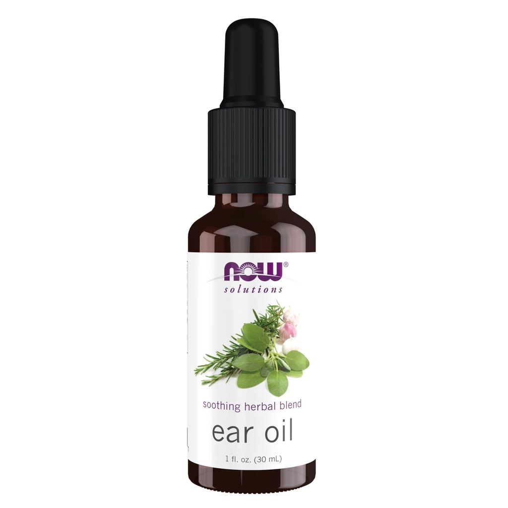 NOW Solutions, Ear Oil, Mistura calmante de ervas, Ótimo em leve desconforto ou irritação, 1-Ounce
