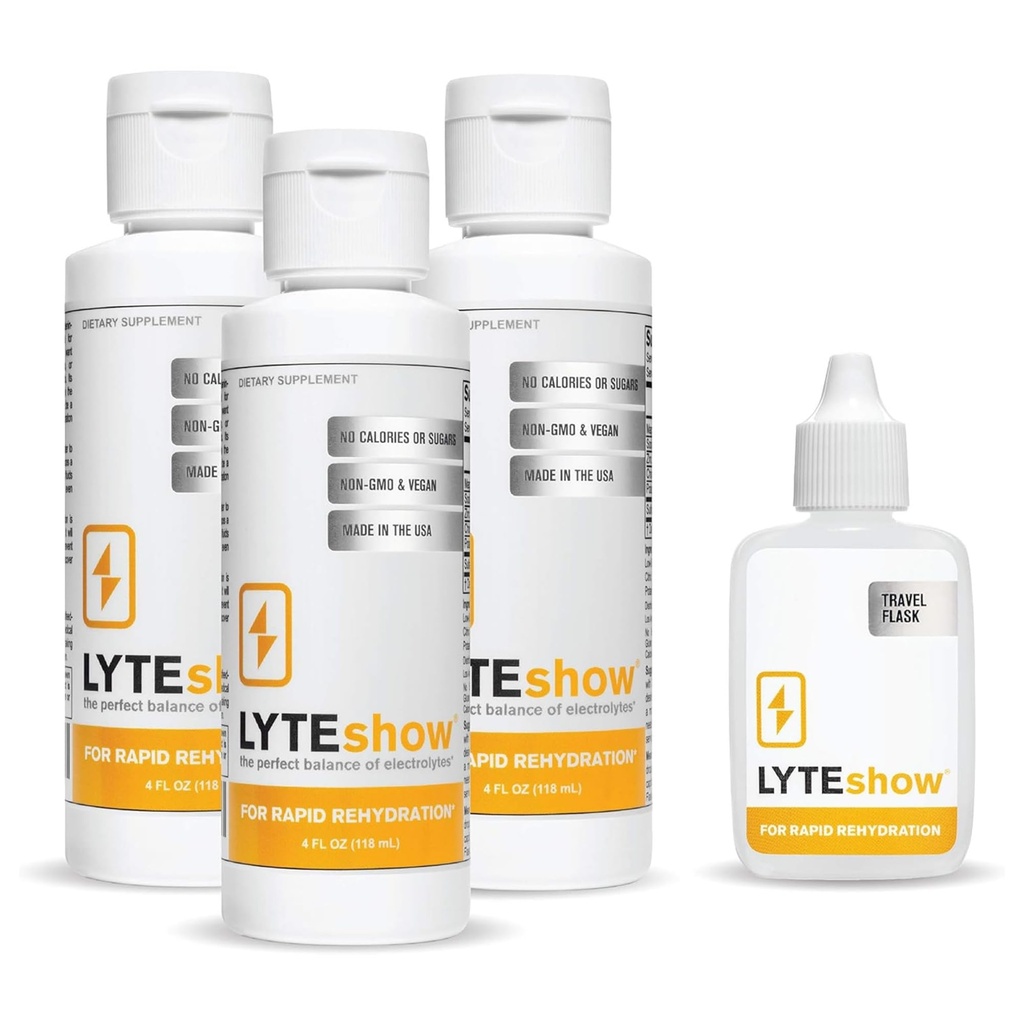 LyteLine LyteShow Suplemento de eletrólito sem açúcar, 3 Pack, 120 Servings - Keto Friendly, Zinco e Magnésio para rápida reidratação, Exercício, Recuperação muscular e Energia - Vegan