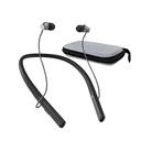Aparelhos auditivos de banda de pescoço para idosos, aparelhos auditivos recarregáveis Auscultadores Bluetooth com ruído Cancelar Amplificador auditivo para perda auditiva Preto