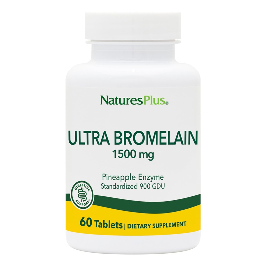 NaturesPlus Ultra Bromelain - 60 Comprimidos - 1500 mg de Bromelain Abacaxi - Fornece Apoio Conjunto e Promove Saúde Digestiva - 60 Servimentos