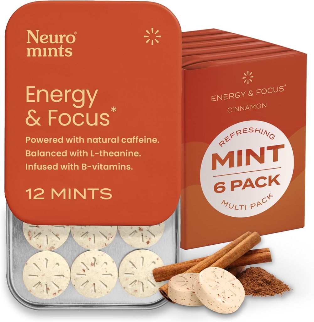NeuroGum Energy Caffeine Mints (72 Peças) - Açúcar grátis com L-teanina + Cafeína Natural + Vitamina B12 & B6 - Nootropic Energy & Focus Supplement for Women & Men