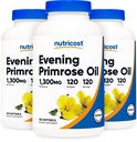 Nutricost Evening Primrose Oil 1.300mg, 120 Softgels (3 garrafas) - Non-GMO, Gluten Free, 120 Servings
