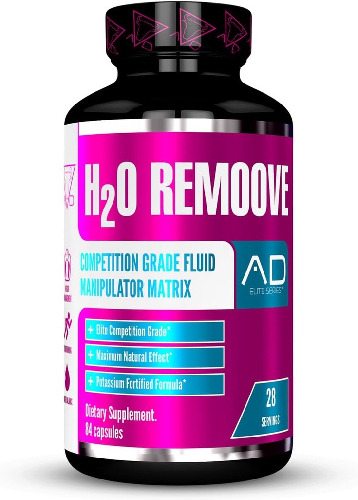 Projeto AD H2O Remove Nutural Diuretice Water Management System, contém uma fórmula poupadora de potássio projetado para promover um Drier, Leander e mais Vascular olhar físico (28 Servões)