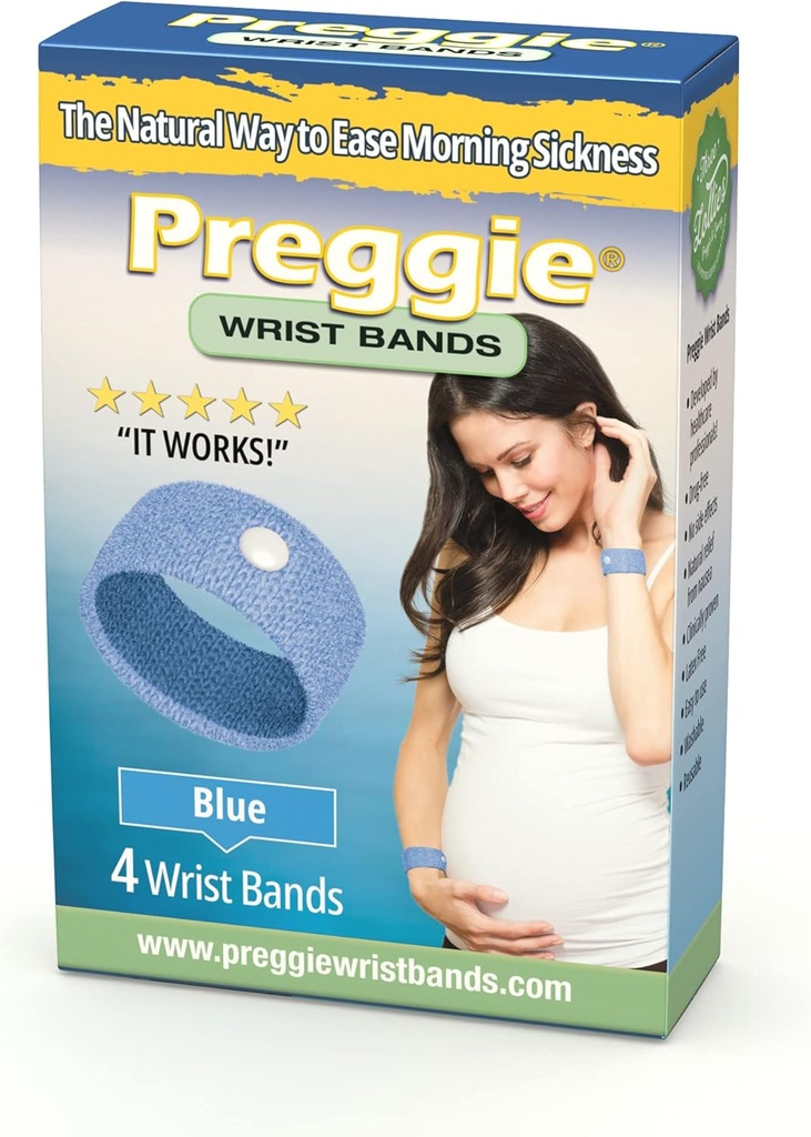 Três Lollies Preggie Anti-Náusea pulseiras – alívio da doença matinal –- efeito lateral livre - 2 Conde (4 pulseiras) - azul
