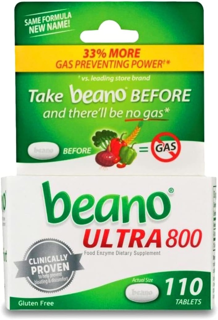 beano174; Enzima alimentar Suplemento dietético Comprimidos - 110ct