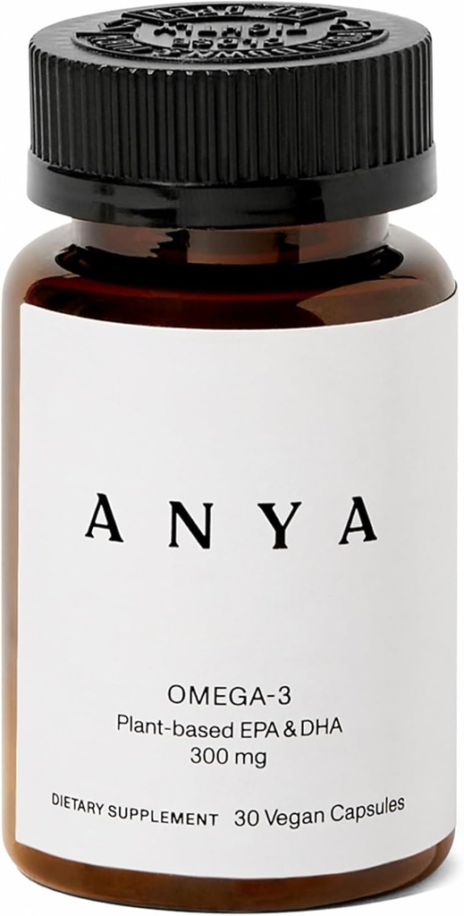 Anya Omega 3 com 300mg DHA e EPA, Ingredientes Limpos, Não-GMO, 100% Vegan, Gluten, Soy, e Dairy Free. Suplemento para Mulheres, Vitamina Pós-Natal Pré-Natal para Amamentação e Apoio à Lactação