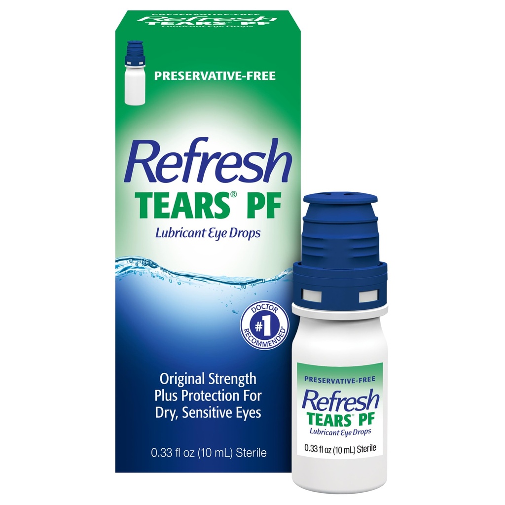 Refresque as lágrimas PF Lágrimas Artificiais Livres de Conservativos Gotas Oculares Lubrificantes, 0,33 fl oz (10 ml)