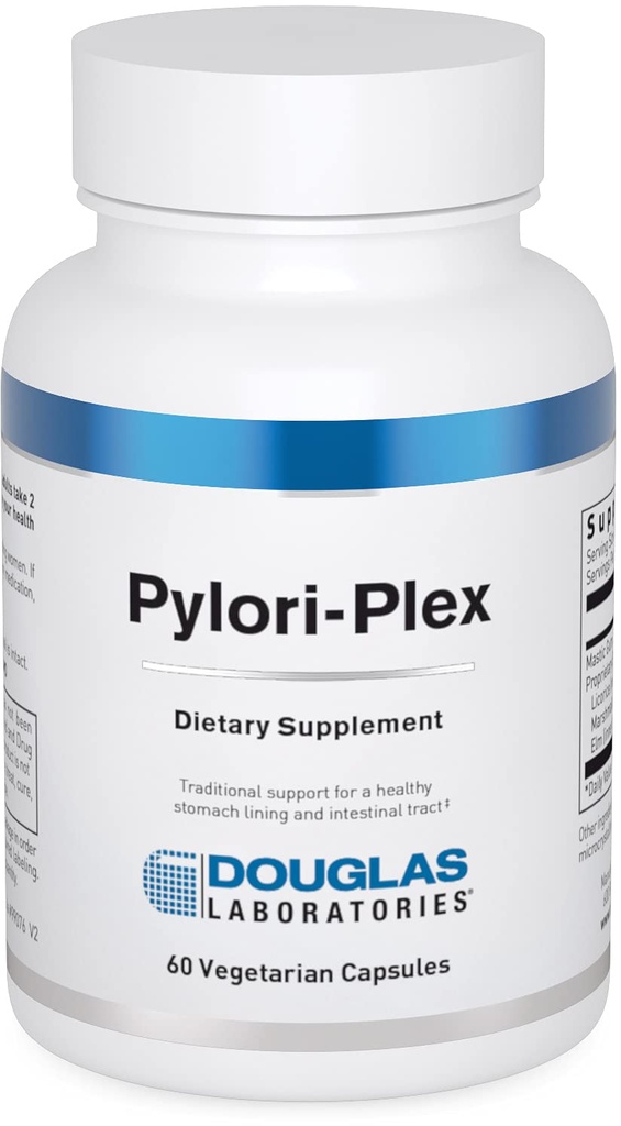 Douglas Laboratories Pylori-Plex - Para suporte estomacal & GI* - Com pastilha elástica, raiz de alcaçuz, raiz de Marshmallow & Slippery Elm - Suplemento DGL - 60 Cápsulas vegetarianas