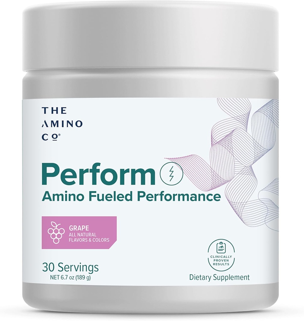 O Amino CO. - Realizar pré-treino em pó Suplemento com puro Aminoácidos EAA e sabor natural, Stevia Adoçado Pré-treino Energia Boost para homens e mulheres - Uva (6.7 oz)
