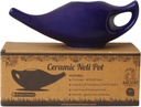 ANCIENTE IMPEX Ceramic Neti Pot 250 Ml (violeto) com 5 saquetas de sal Neti (Remedy natural para lavagem nasal, alívio sinusal e higiene nasal