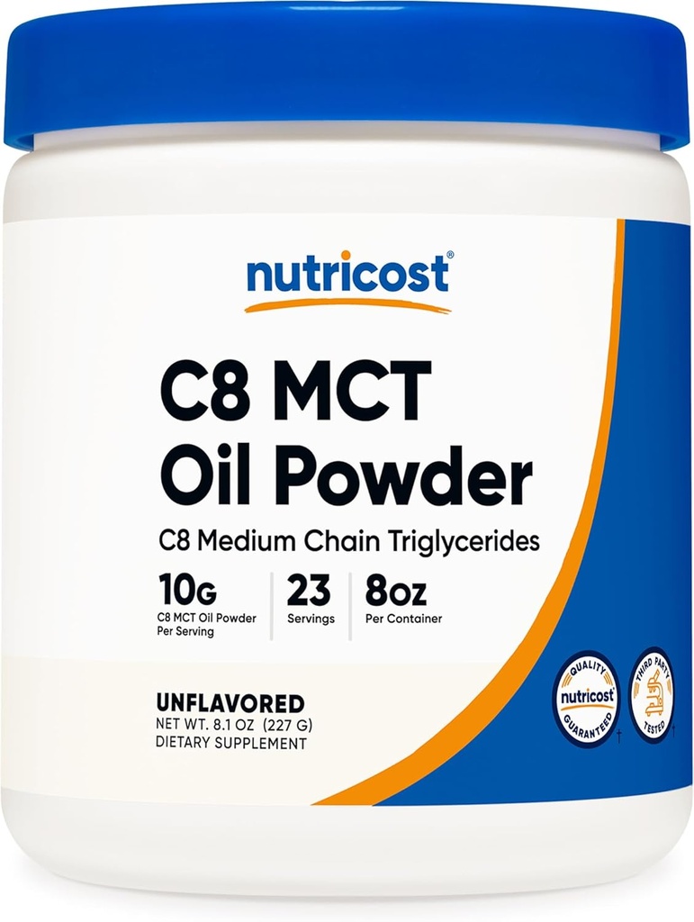 Óleo de nutricosto C8 MCT Pó 23 Serve (8 onças) - 95% C8 MCT Óleo Pó