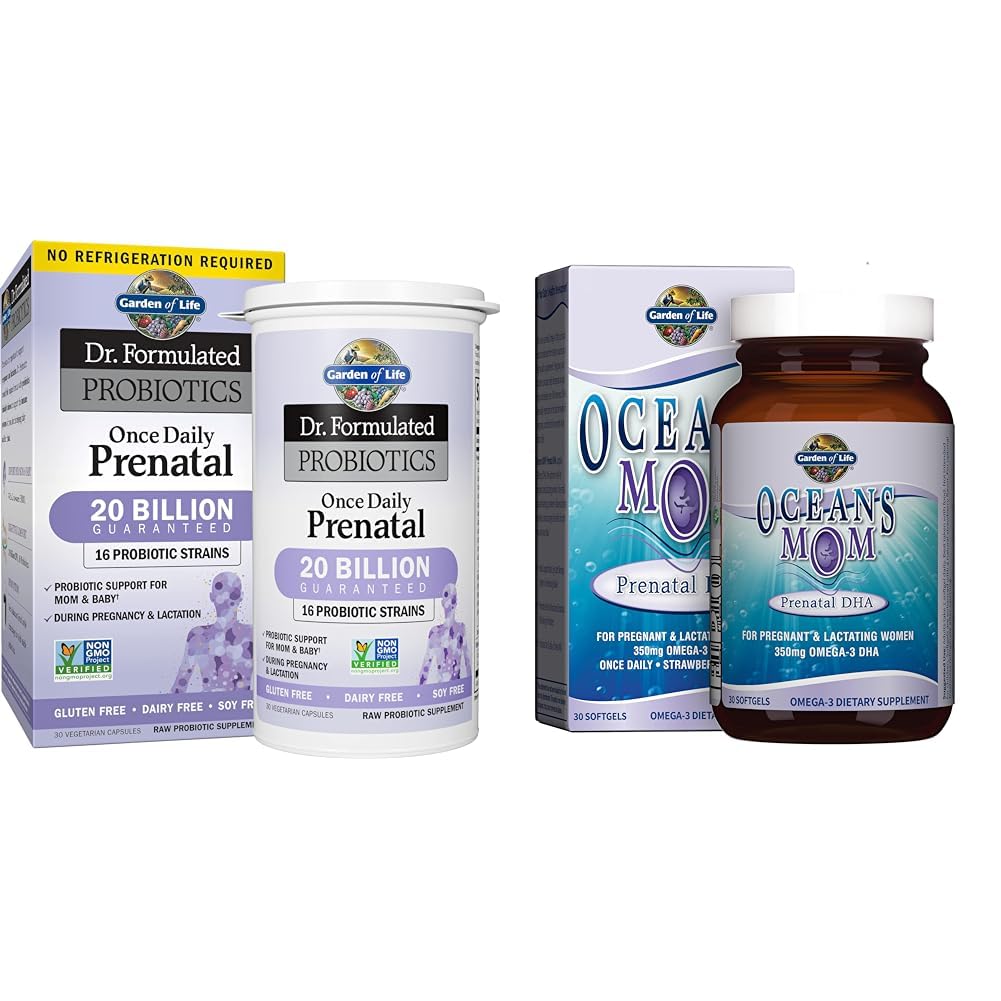 Jardim da vida - Dr. Probióticos Formulados Uma vez diário pré-natal e oceanos Mãe pré-natal óleo de peixe DHA, Omega 3 suplemento de óleo de peixe