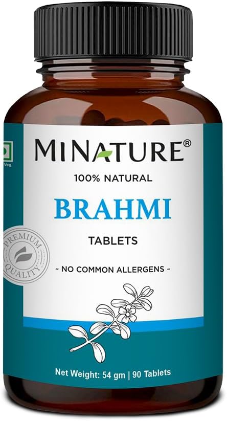 Brahmi Comprimidos - 90 Comprimidos, 1000 mg , 45 dias de fornecimento , por minha natureza , 100% Natural Brahmi Comprimidos , Vegan , Bacopa Monnieri , da Índia
