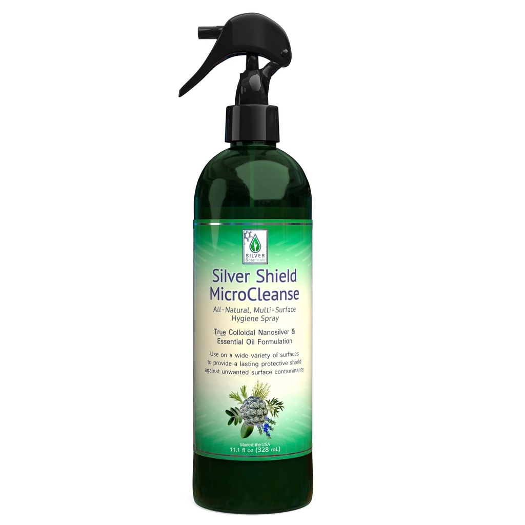 Sanitizador de Escudo de Prata, MicroLimpeza de Prata de Todos os Coloides Natural, 12 onças.