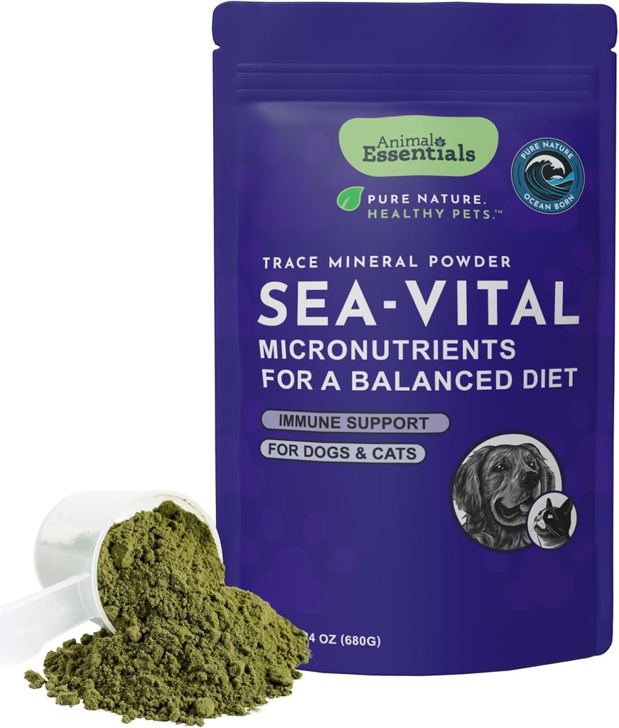Animal Essentials Ocean Kelp para cães e gatos - Suporte de tiroide, Suplemento de tireóide, Sea Kelp, Kelp Pó, Trace Suplemento Mineral - 24 Oz
