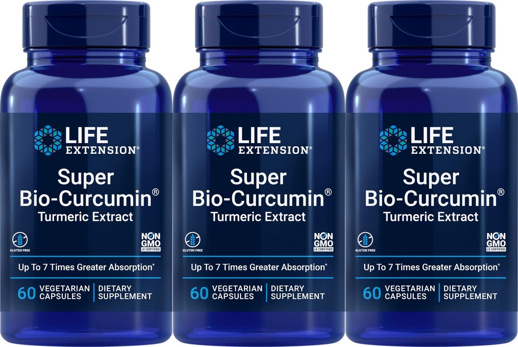 Extensão de vida Super Bio-Curcumina Acumérico Extrato 400 mg, 60 Cápsulas Vegetarianas (Pacote de 3)