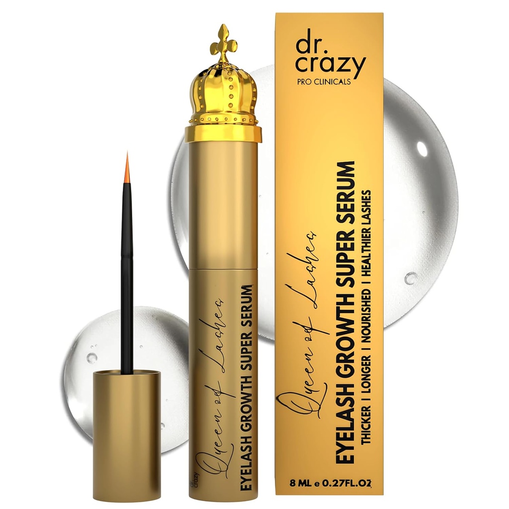 Serum de Crescimento de Peptídeos Rainha dos Lashes - Lash & Brow Enhancer com Extrato de Raiz de Peptídeos e Ginseng - Fórmula Testada Oftalmologista Livre de Hormônios para Lash & Brow Enhancer, Fuller Lashes (8 mL)