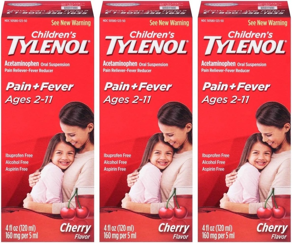 Tylenol Chld Cherry Liq Tamanho 4 Fl oz Tylenol Crianças Cherry Blast pacote de suspensão oral de 3