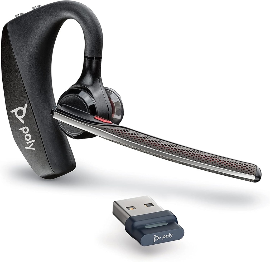 Caixa de headset e carregamento sem fio Poly Voyager 5200 UC (Plantronics) - Mic de headset de ouvido único - Connect Mobile/Mac/PC via Bluetooth - Works w/Teams, Zoom