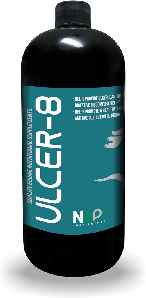 Ulcer-8 - Ulcer Gastritis & Colic Relief Apetite Digestion Supplement for Horses by NXP Supplements - 1 Quart (32 onças)