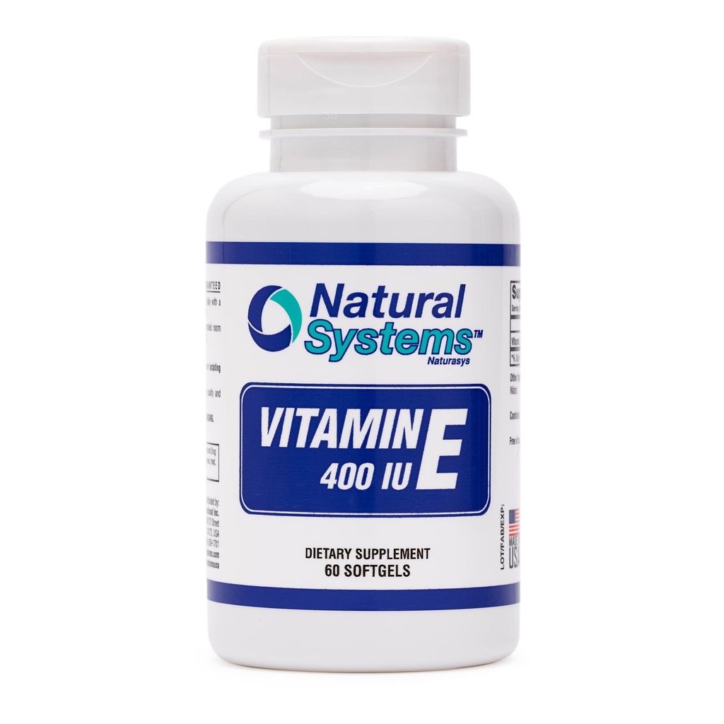 Vitamina E 60 Softgels 400 UI por Sistemas Naturais - Suplementos Vitamina E Suporte do Sistema Imune * - Vitamina E Softgels Cuidados com a pele - Vitamina E Natural Não Açúcar, sabores não artificiais ou conservantes