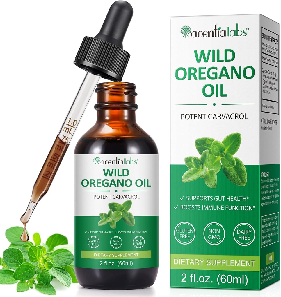 Óleo orgânico de orégano gotas líquidas, planta concentrada com base óleo extraído de orégano selvagem ou homens & mulheres aumentar a imunidade / energia, promovendo sistema digestivo, não OGM Vegan 60ML/2 Fl Oz