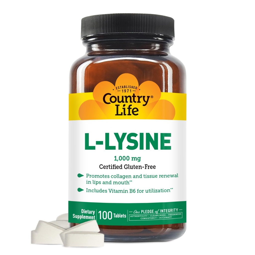 VITAMINAS DE VIDA PAÍS L-Lysina 1000 Mg com B-6, 2.5 Libras