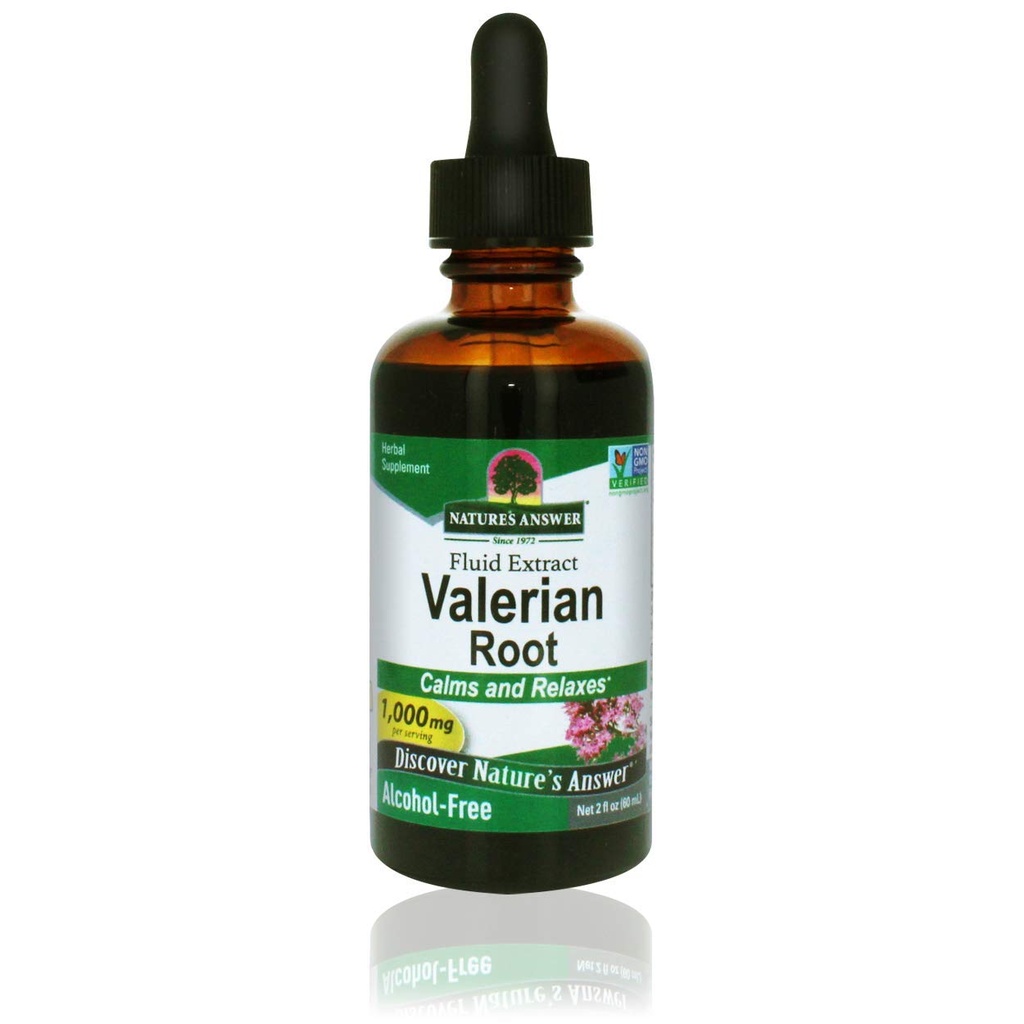 Resposta da Natureza Raiz Valeriana Extrato de Onça 2 - Livre de Álcool, Sem Glúten, Kosher, Não-GMO, Made in USA - Apoio à calma e relaxação - Raiz Valeriana para dormir, Ajuda ao repouso