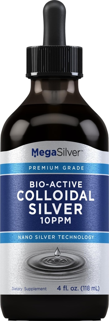 Gotas de líquido de prata coloidal de rocha de tubagem 10 ppm 4 oz , Bio Active Premium Grau , Nano Silver Tecnologia , não-GMO, sem glúten