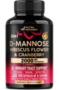 D-Mannose 2000mg com Cranberry & Hibiscus - Clinicamente testado força para a saúde do trato urinário - Suplemento para as mulheres - Bladder, Fígado & Microflora Suporte - Made in USA - Vegan, 120 Cápsulas