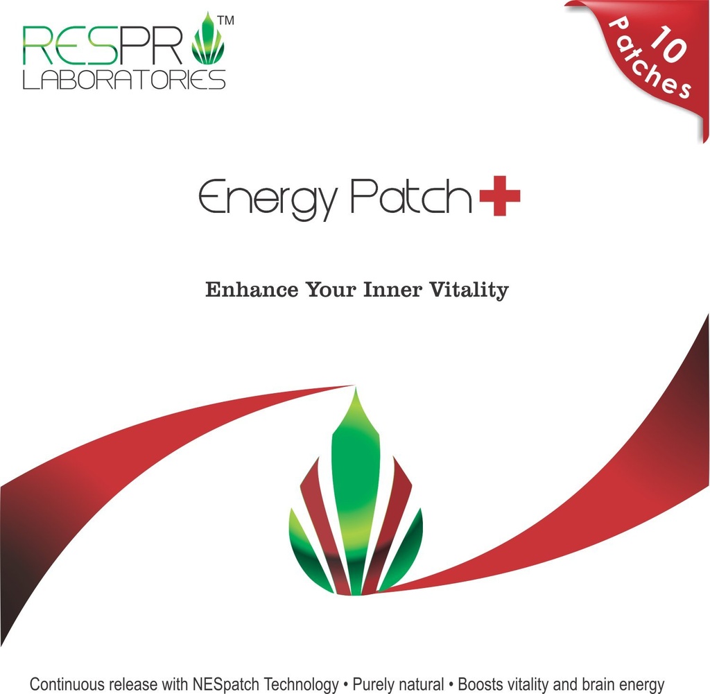 Respro Labs Natural Guaraná e CoQ10 Energy Patch Plus, lançamento contínuo, 10 patches