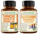 Quercetina com Bromelaína e Curcumina Cúrmica & Glucosamina Condroitina HSH e Suplemento de Suporte Conjunto Cúrmico