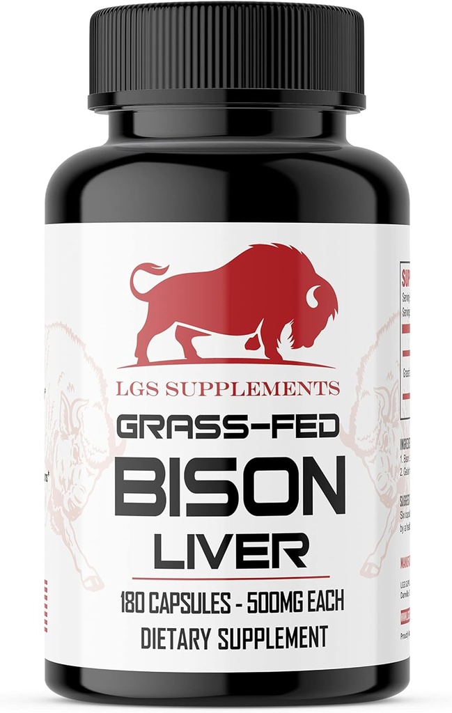 Cápsulas de Bisão Fígado Suporta Produção de Energia, Destoxificação, Digestão, Imunidade, Ferro Natural Não-GMO, Freeze Suplemento de Saúde do Fígado Secado, 3000mg