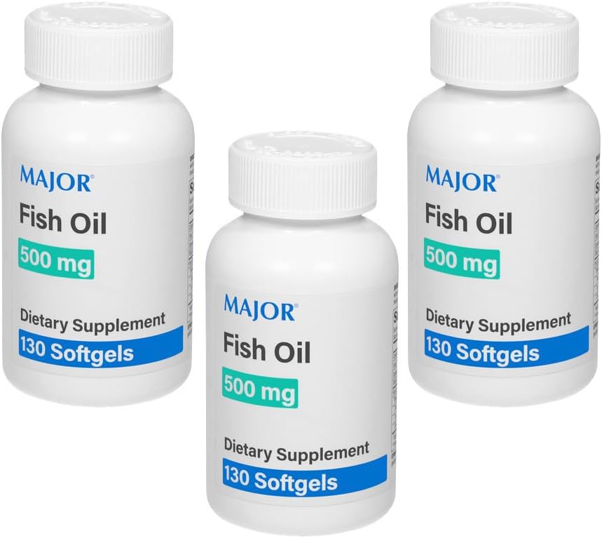 MAJOR Fish Oil 500mg Softgels - Ômega-3 Fish Oil Supplement - Suplemento dietético - 130 Count (3 Pack)