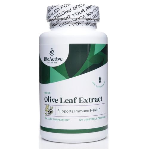 NUTRIENTES BIOACTIVE Olive Leaf Extract Supplement - 700mg - 180 Cápsulas Vegetais - 20% Concentrado de Oleuropein - Suporta Saúde Geral