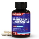 Magnésio L-treonina, Suplemento de Magnésio de alta absorção,1900mg Magnésio Treonina para a saúde do cérebro, Suporte de memória, Glúten livre, Não-GMO,90 Cápsulas Vegan