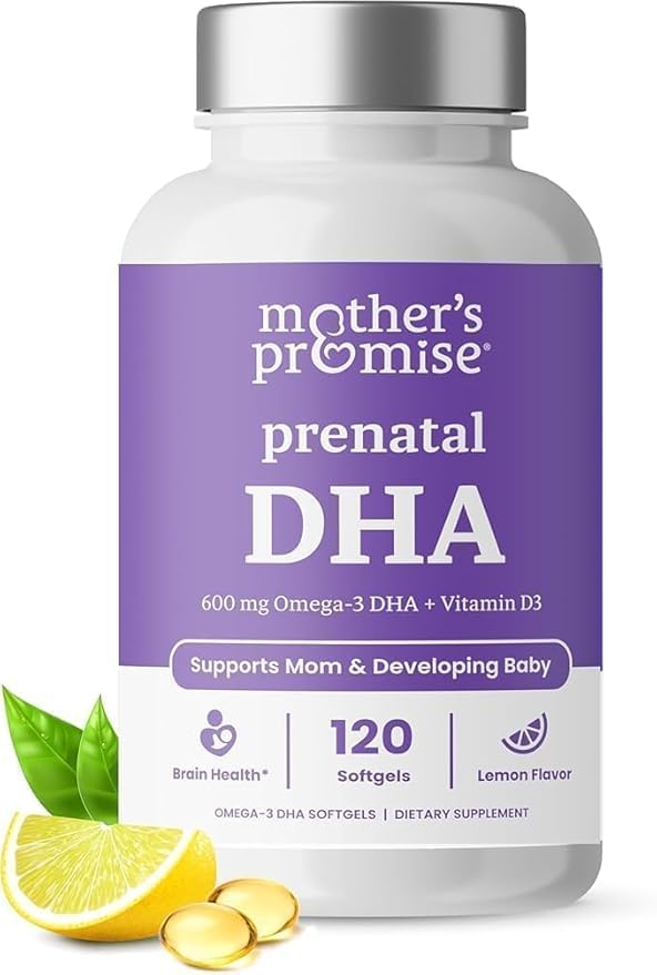 DHA pré-natal para mulheres 600mg + 400 UI Vitamina D3 . 120 Softgels . Suporta saúde cerebral . Trigliceride Omega 3 Óleo de peixe DHA Vitaminas pré-natais para gravidez e enfermagem . 300mg por cápsula