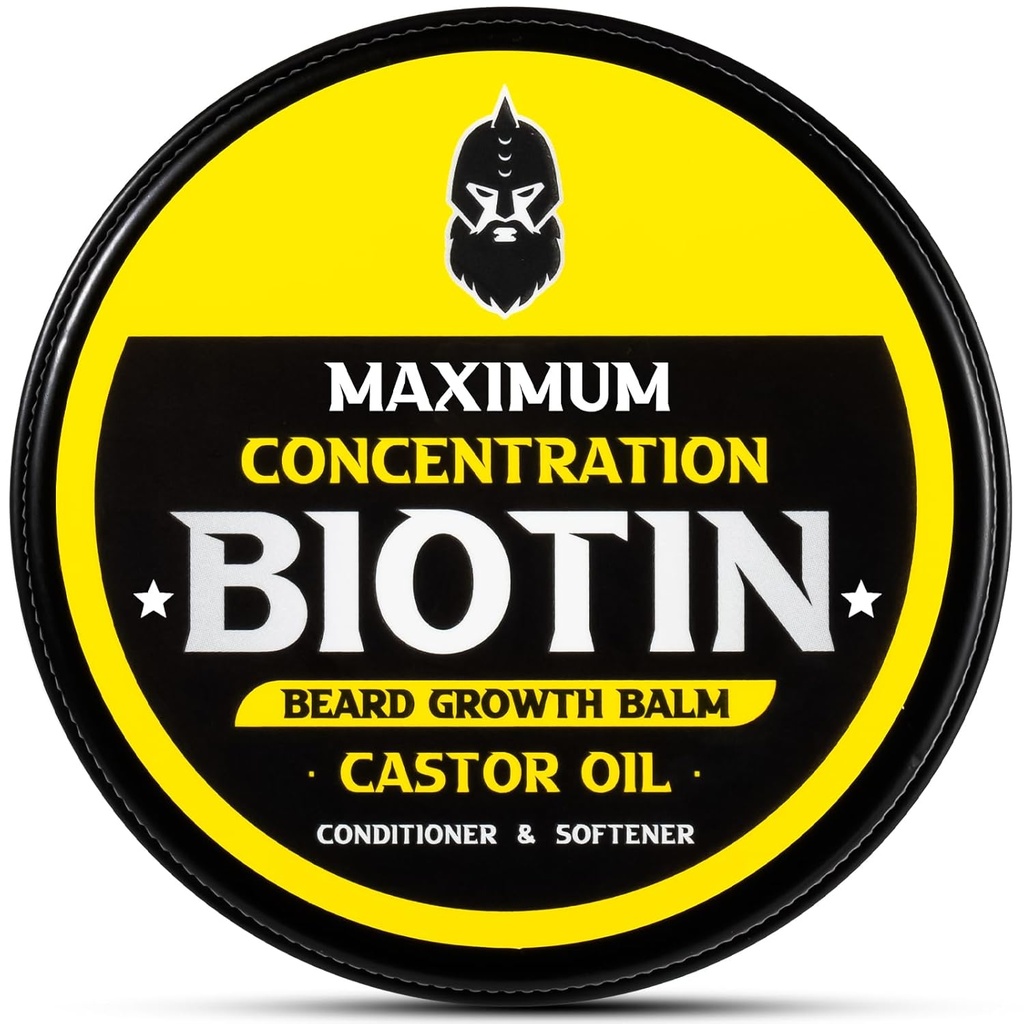 Balm Barba, BIOTIN Máxima Concentração, com Óleo de Castor e Óleos de Argan & Jojoba, Promove Crescimento de Barba, Estilos, Fortalece & Suaviza Barbas & Bigodes, 2 Ounce,Sandalwood