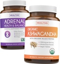 Adrenal & Ashwagandha (1-fornecimento de mês) Calm & Energize Bundle - Suporte Adrenal com L-Tirosina (120 Cápsulas) & USDA Organic Ashwagandha 1350mg Ashwagandha Root Powder per Serve (60 Cápsulas)