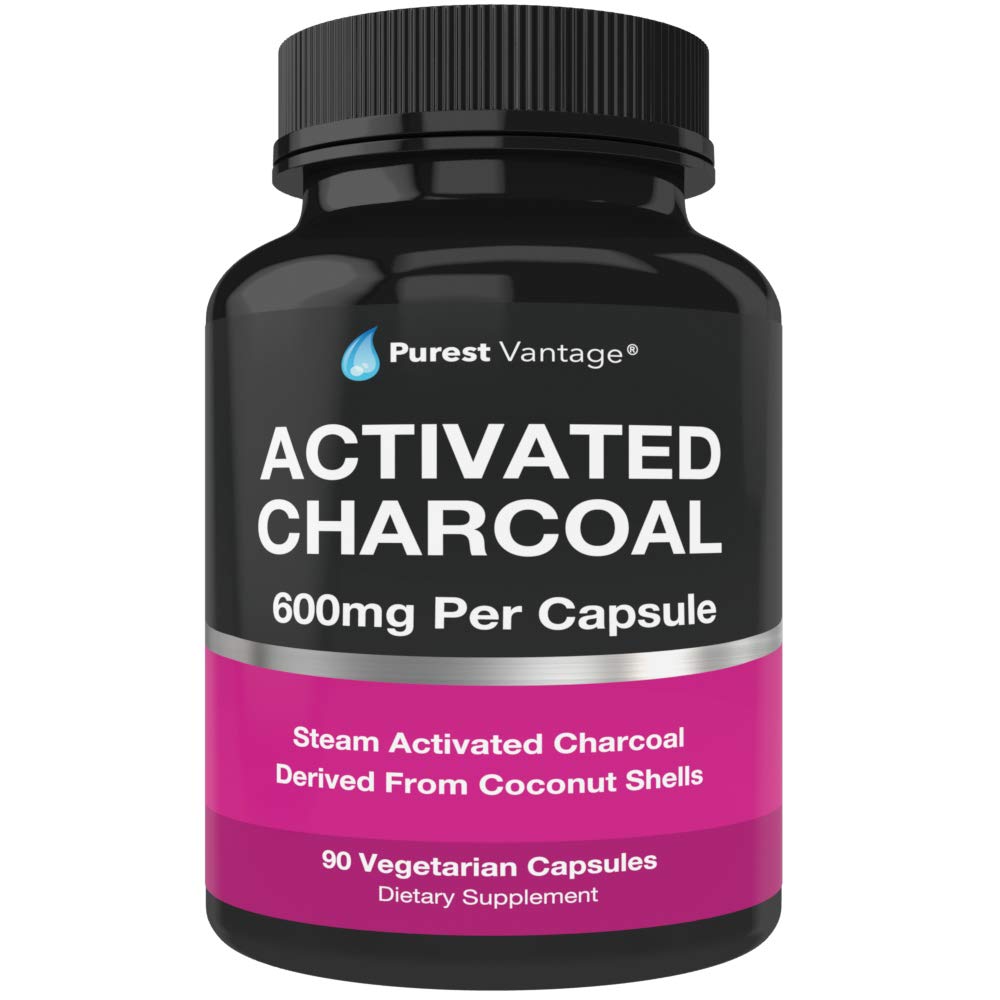 Cápsulas de Carvão Orgânicas Puras - 600mg por cápsula, 90 Cápsulas Vegetarianas
