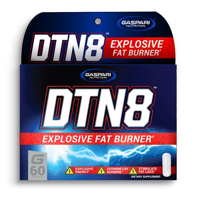Gaspari Nutrition DTN8: Queimador de gordura explosiva, Energia Natural e Foco Mental, Suporte Adrenal e de Estresse (60 Cápsulas)