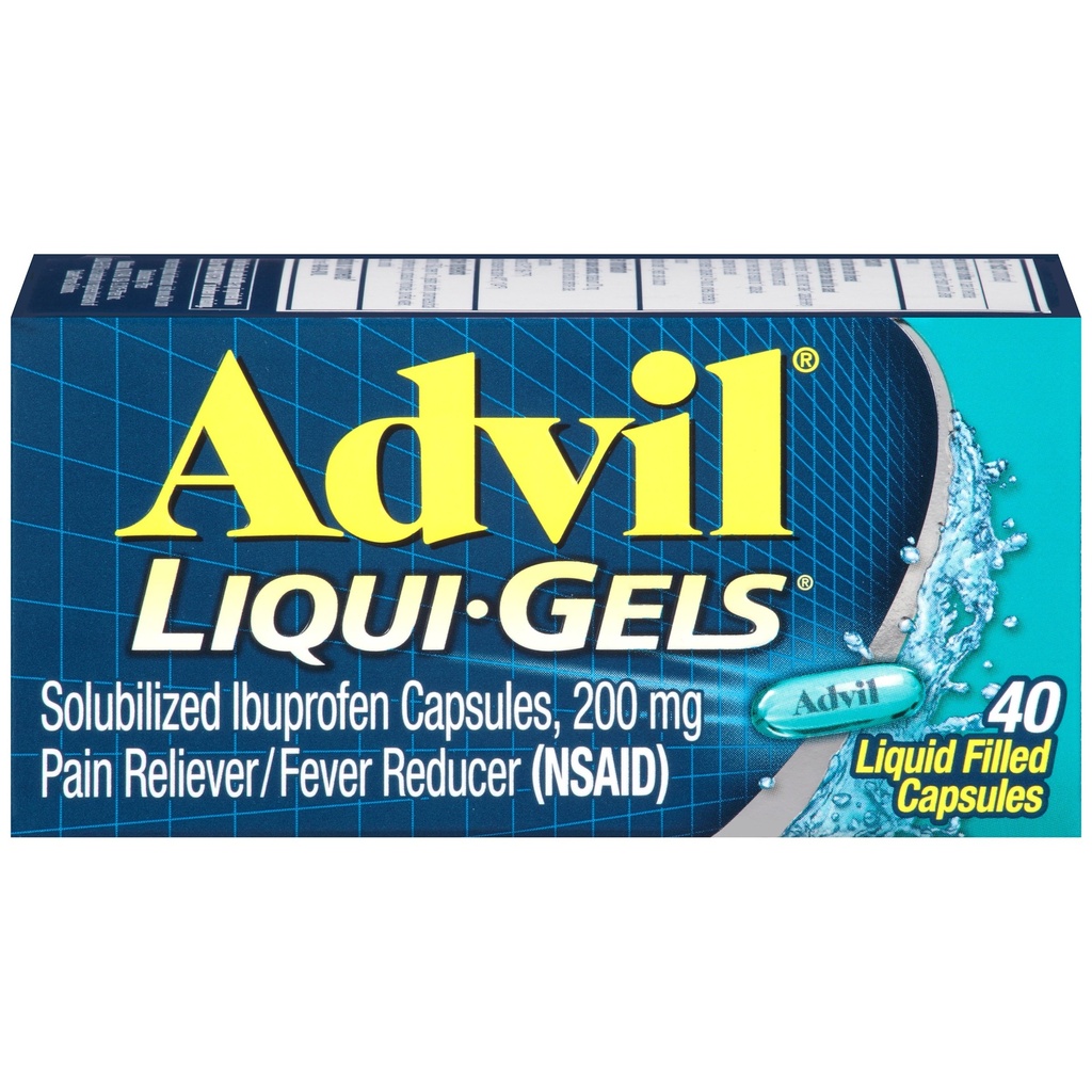 Advil Liqui-Gels alívio da dor e redutor da febre, remédio da dor para adultos com Ibuprofeno 200mg para dor de cabeça, dor nas costas, dor menstrual e alívio da dor articular - 40 cápsulas cheias líquidas