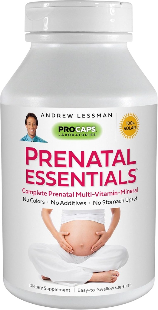 ANDREW LESSMAN Pré-natal Essentials 180 Cápsulas - Vitaminas Pré-Natais Completas para Mulheres, Sem Aditivos Multivitamina Pré-Natal, Nutrientes para Mulheres Pré-Natal, Pré-Natal Pós-Metilfolato com Ferro